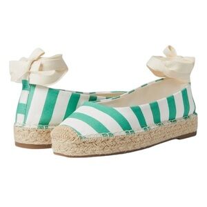 NEW Draper James Women's Georgia Ankle Tie Espadrille in Green Stripe - Size 8.5